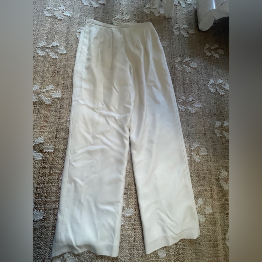Vintage Talbots Petites 6 Lined 100% Silk Dress Pants Light Cream